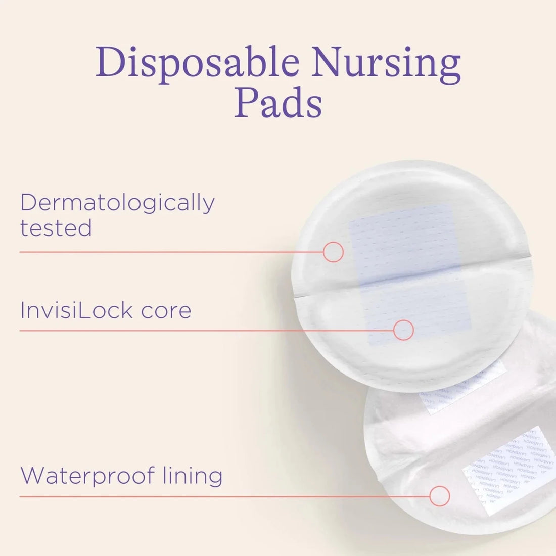 Disposable nursing pads with text highlighting features on a light background - okotoks hc pharmacy