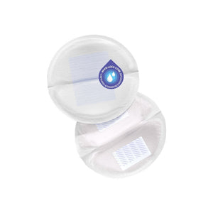 Round white pad with a blue logo on a white background - okotoks hc pharmacy