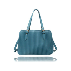 Blue textured handbag on a white background - okotoks hc pharmacy