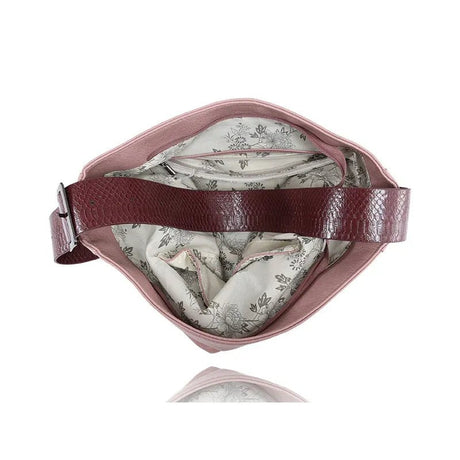 Pink handbag with floral interior on a white background - okotoks hc pharmacy