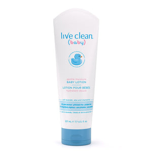 Tube of live clean baby lotion on a white background - okotoks hc pharmacy