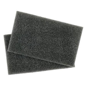 Two rectangular dark gray foam filter pads stacked slightly offset on a plain white background. - okotoks hc pharmacy