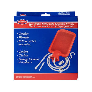 Hot water bottle with fountain syringe packaging on a white background - okotoks hc pharmacy