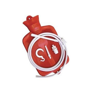 Red hot water bottle with white plug on a white background - okotoks hc pharmacy
