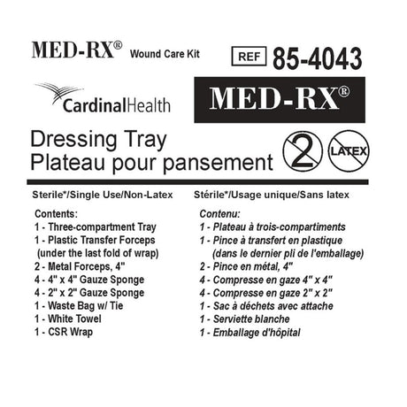 MED-RX dressing tray label with Cardinal Health branding - okotoks hc pharmacy