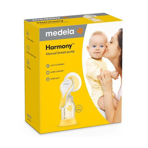 Medela Harmony manual breast pump packaging with a woman kissing a baby on the box. - okotoks hc pharmacy