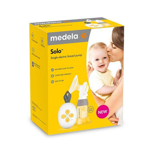 Medela Solo single electric breast pump packaging with a woman and baby on a white background - okotoks hc pharmacy