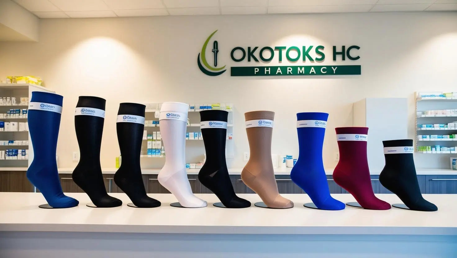 Compression therapy department at Okotoks HC Pharmacy.