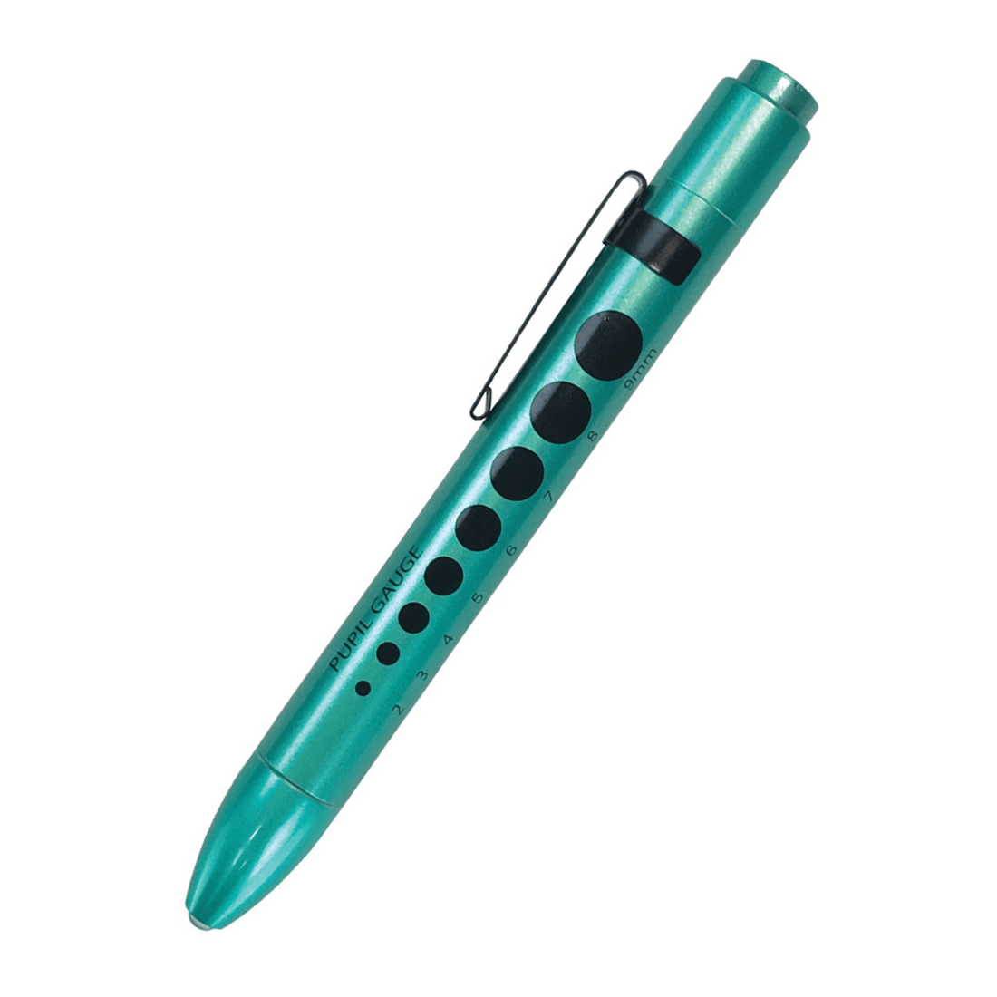 Turquoise pen with black circular patterns on a white background - okotoks hc pharmacy