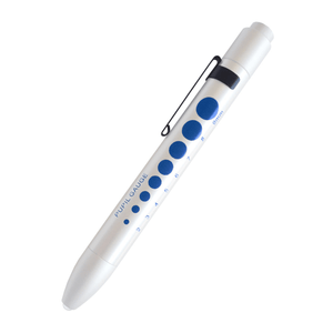 White pen with blue dots on a white background - okotoks hc pharmacy