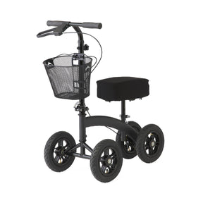Black knee walker with basket on a white background - okotoks hc pharmacy