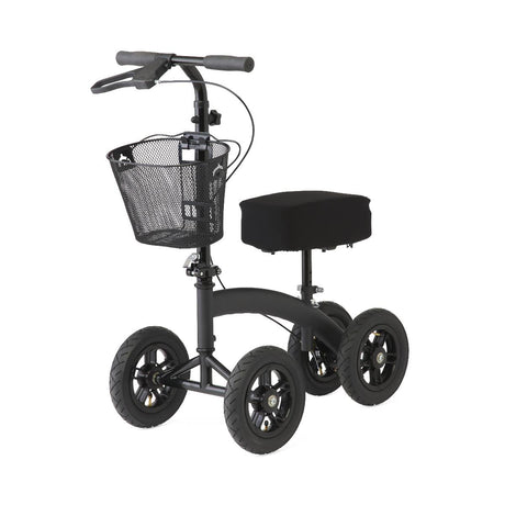 Black knee walker with basket on a white background - okotoks hc pharmacy