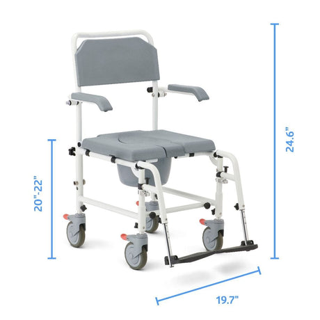 Medline Aluminum Shower Commode Transport Chair - okotoks hc pharmacy