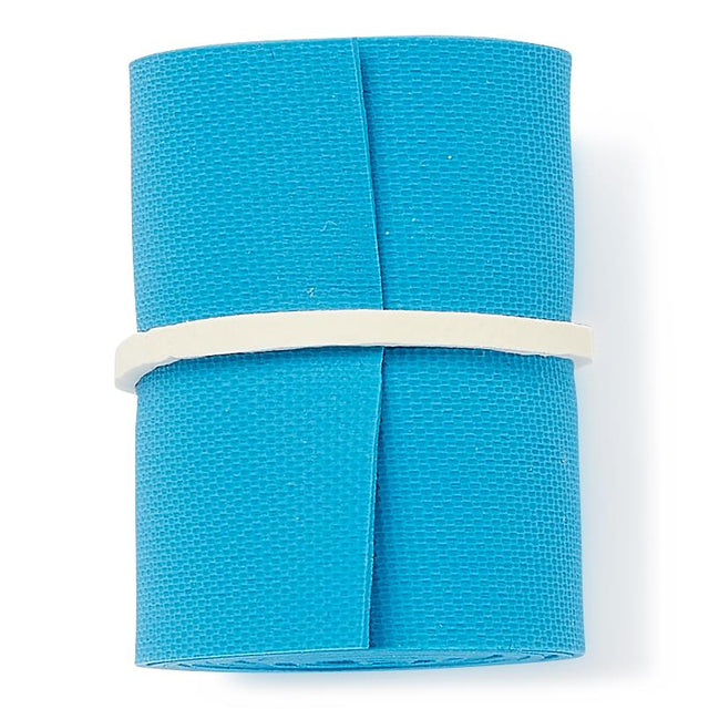 Roll of blue tourniquet with a white band on a white background - okotoks hc pharmacy