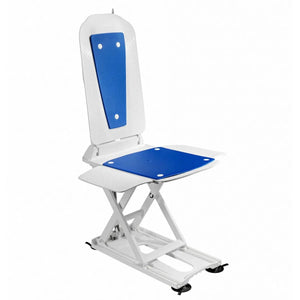 White and blue adjustable seat with a white background - okotoks hc pharmacy