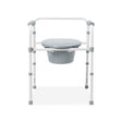 Gray commode chair with adjustable legs on a white background - okotoks hc pharmacy
