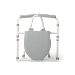 Gray toilet seat with a frame on a white background - okotoks hc pharmacy