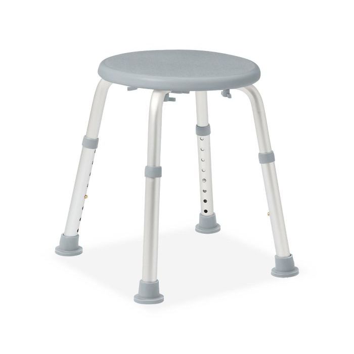 Adjustable height stool with gray seat and white legs on a white background - okotoks hc pharmacy