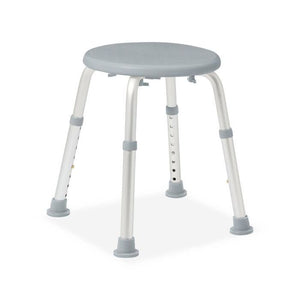 Adjustable height stool with gray seat and white legs on a white background - okotoks hc pharmacy