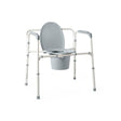 Gray commode chair with metal frame on a white background - okotoks hc pharmacy