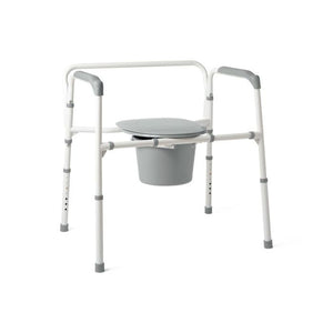 Gray commode with adjustable frame on a white background - okotoks hc pharmacy