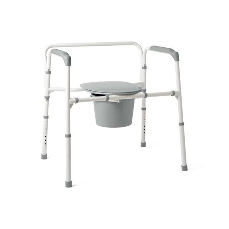 Gray commode with adjustable frame on a white background - okotoks hc pharmacy