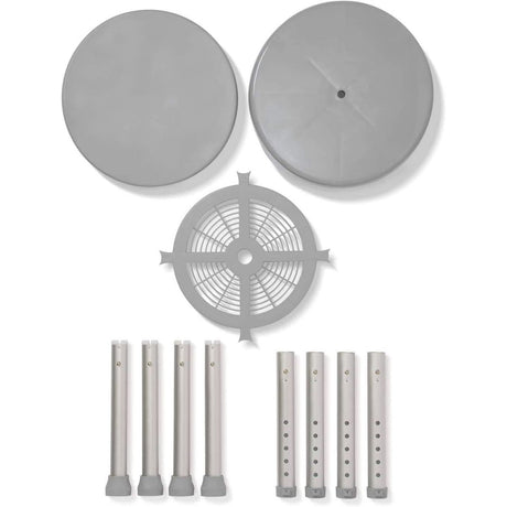 Set of gray components including circular plates and a filter on a white background - okotoks hc pharmacy