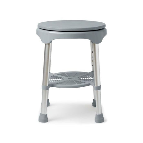 Gray shower stool with a seat on a white background - okotoks hc pharmacy