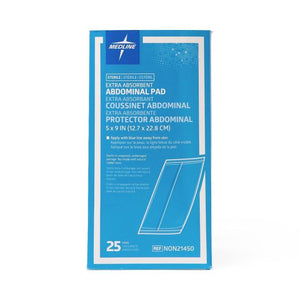 Medline abdominal pad packaging on a white background - okotoks hc pharmacy