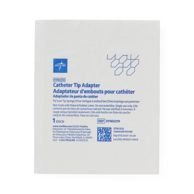 Medline catheter tip adapter packaging with branding and product details. - okotoks hc pharmacy