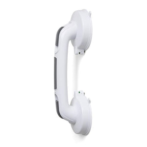 White grab bar with armrest on a white background - okotoks hc pharmacy