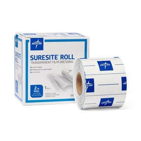 Medline Suresite Roll transparent film dressing with packaging on a white background - okotoks hc pharmacy