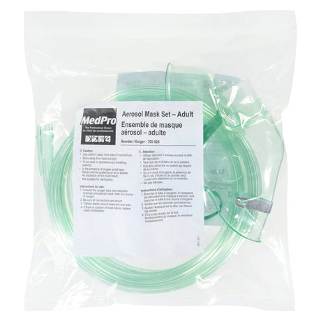 MedPro aerosol mask set for adults in clear packaging - okotoks hc pharmacy