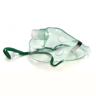 Green oxygen mask on a white background - okotoks hc pharmacy