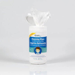 Cleansing wipes container with label on a white background - okotoks hc pharmacy