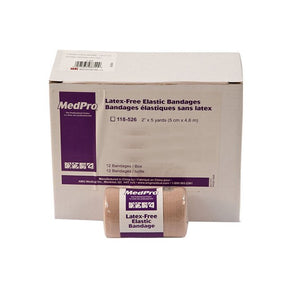 Box of MedPro latex-free elastic bandages on a white background - okotoks hc pharmacy