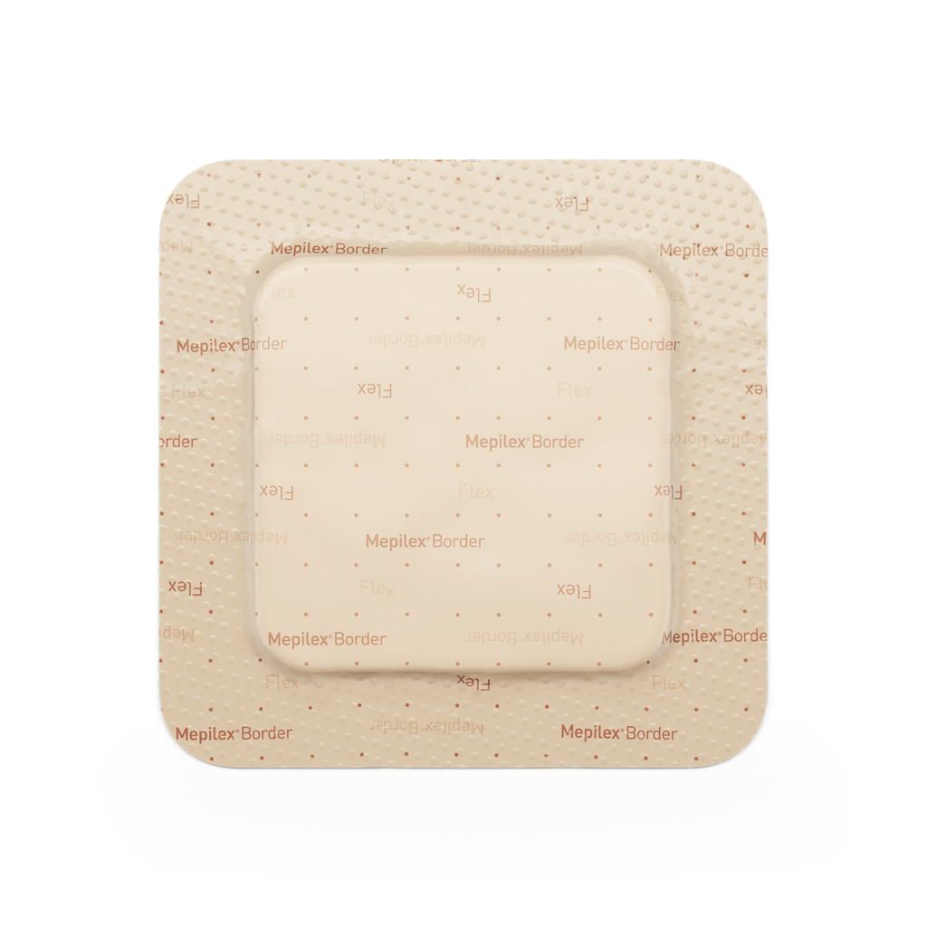 beige medical pads with 'Mepilex Border' text on a white background - okotoks hc pharmacy