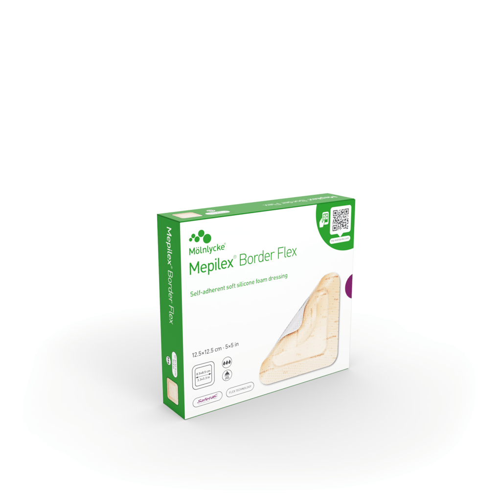 Mepilex Border Flex packaging on a white background - okotoks hc pharmacy