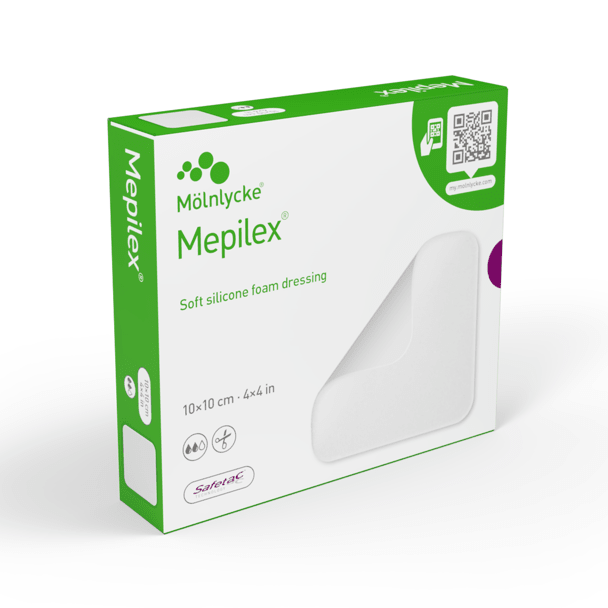 Mepilex dressing packaging on a white background - okotoks hc pharmacy