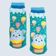 Pair of socks with ice cream cone design on a light blue background - okotoks hc pharmacy
