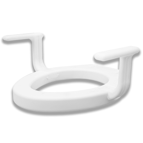 White plastic toilet seat on a white background - okotoks hc pharmacy