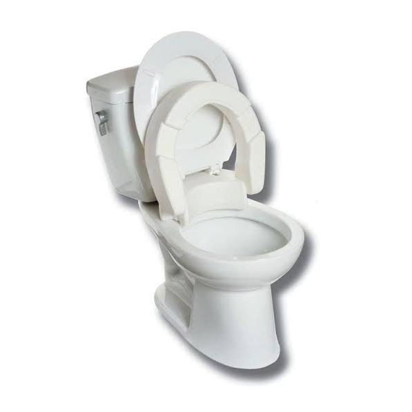 White toilet with a seat cover on a white background - okotoks hc pharmacy
