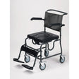 Black commode chair with wheels on a white background - okotoks hc pharmacy