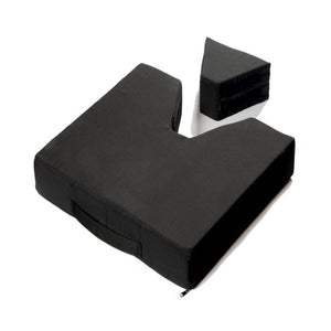 Black wedge-shaped seat cushion on a white background - okotoks hc pharmacy