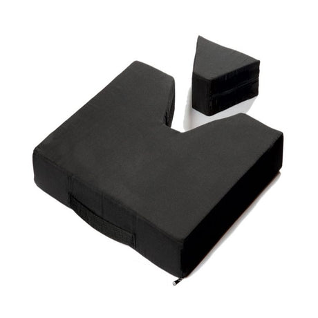 Black wedge-shaped seat cushion on a white background - okotoks hc pharmacy