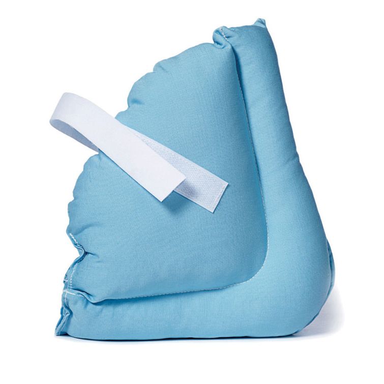 Blue heel protector with a white strap on a white background - okotoks hc pharmacy