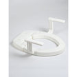 White plastic toilet seat on a light gray background - okotoks hc pharmacy