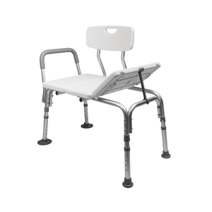 Medical shower chair with adjustable legs on a white background - okotoks hc pharmacy
