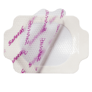 White adhesive patch with purple text on a white background - okotoks hc pharmacy