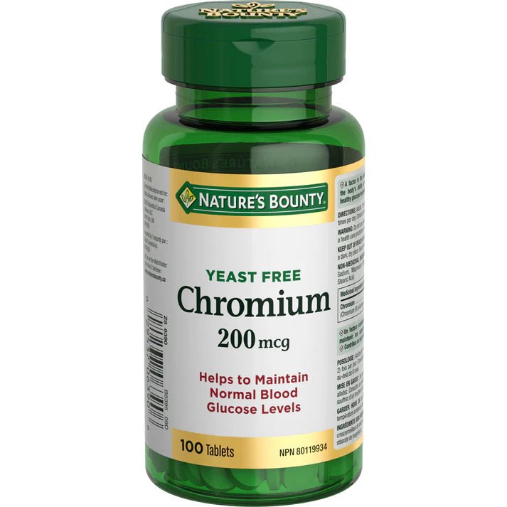 Nature's Bounty Chromium supplement bottle on a white background - okotoks hc pharmacy